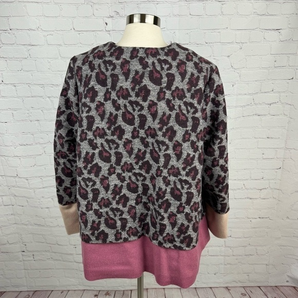 LOGO By Lori Goldstein Animal Print Poly Blend Statement Coat Size 12-14 (GUESS) - Picture 3 of 12